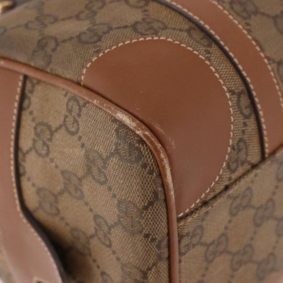 GUCCI GG Canvas Boston Bag Beige Gold Auth ka5051