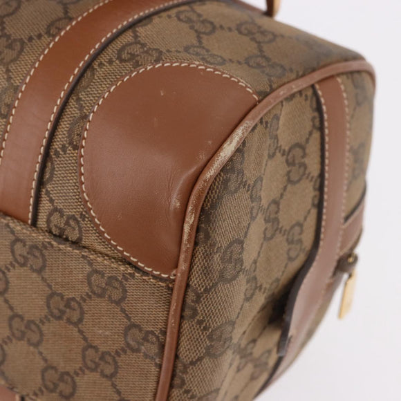 GUCCI GG Canvas Boston Bag Beige Gold Auth ka5051