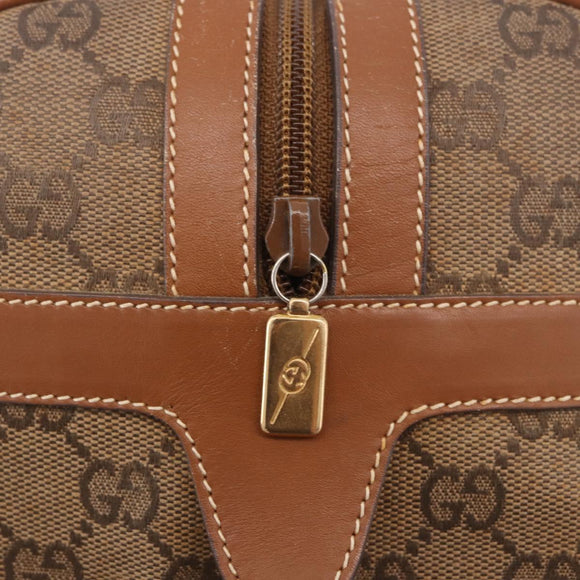 GUCCI GG Canvas Boston Bag Beige Gold Auth ka5051