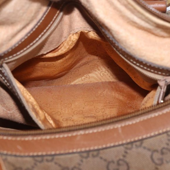 GUCCI GG Canvas Boston Bag Beige Gold Auth ka5051
