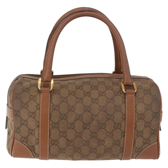 GUCCI GG Canvas Boston Bag Beige Gold Auth ka5051