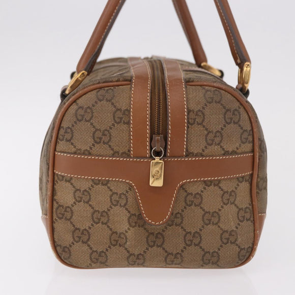 GUCCI GG Canvas Boston Bag Beige Gold Auth ka5051