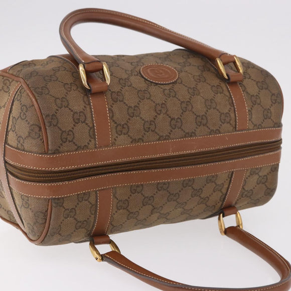 GUCCI GG Canvas Boston Bag Beige Gold Auth ka5051