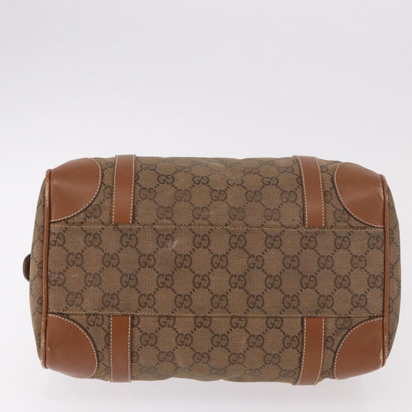 GUCCI GG Canvas Boston Bag Beige Gold Auth ka5051