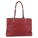 CHANEL Matelasse Chain Shoulder Bag Caviar Skin Red Silver CC Auth ka5052A-2