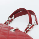 CHANEL Matelasse Chain Shoulder Bag Caviar Skin Red Silver CC Auth ka5052A-8