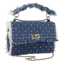 VALENTINO Hand Bag Denim 2way Blue Gold Auth ka5054M-1