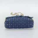 VALENTINO Hand Bag Denim 2way Blue Gold Auth ka5054M-5