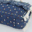 VALENTINO Hand Bag Denim 2way Blue Gold Auth ka5054M-10