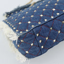 VALENTINO Hand Bag Denim 2way Blue Gold Auth ka5054M-17