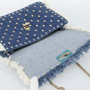 VALENTINO Hand Bag Denim 2way Blue Gold Auth ka5054M-18