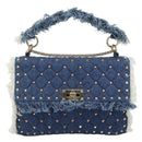 VALENTINO Hand Bag Denim 2way Blue Gold Auth ka5054M-13