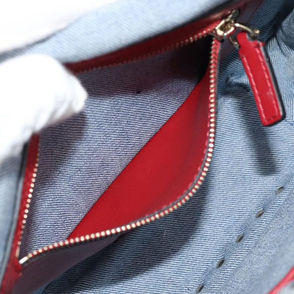 VALENTINO Hand Bag Denim 2way Blue Gold Auth ka5054M