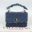 VALENTINO Hand Bag Denim 2way Blue Gold Auth ka5054M-12