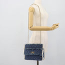 VALENTINO Hand Bag Denim 2way Blue Gold Auth ka5054M-25