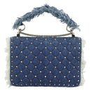 VALENTINO Hand Bag Denim 2way Blue Gold Auth ka5054M-2