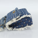 VALENTINO Hand Bag Denim 2way Blue Gold Auth ka5054M-3