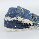 VALENTINO Hand Bag Denim 2way Blue Gold Auth ka5054M-4