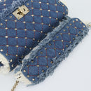 VALENTINO Hand Bag Denim 2way Blue Gold Auth ka5054M-7