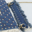 VALENTINO Hand Bag Denim 2way Blue Gold Auth ka5054M-8