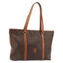 CELINE Macadam Canvas Boston Bag PVC Leather Brown Gold Auth ka5055A-1