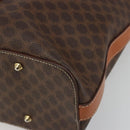 CELINE Macadam Canvas Boston Bag PVC Leather Brown Gold Auth ka5055A-9