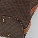 CELINE Macadam Canvas Boston Bag PVC Leather Brown Gold Auth ka5055A-15