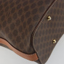 CELINE Macadam Canvas Boston Bag PVC Leather Brown Gold Auth ka5055A-16