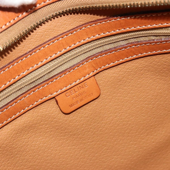 CELINE Macadam Canvas Boston Bag PVC Leather Brown Gold Auth ka5055A