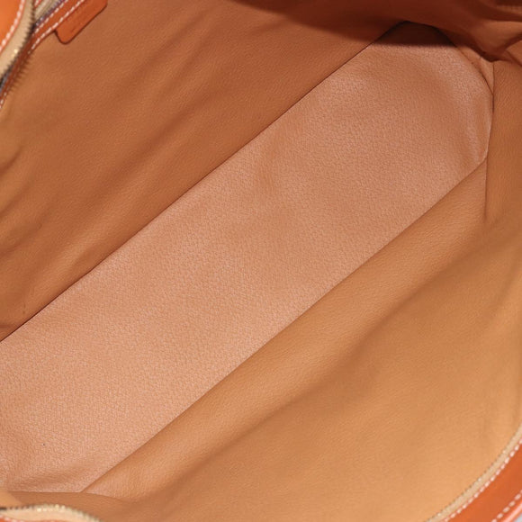CELINE Macadam Canvas Boston Bag PVC Leather Brown Gold Auth ka5055A