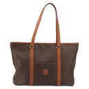 CELINE Macadam Canvas Boston Bag PVC Leather Brown Gold Auth ka5055A-13