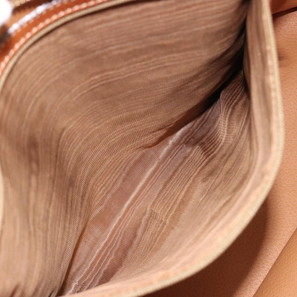 CELINE Macadam Canvas Boston Bag PVC Leather Brown Gold Auth ka5055A