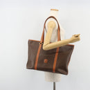 CELINE Macadam Canvas Boston Bag PVC Leather Brown Gold Auth ka5055A-23
