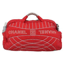 CHANEL Sports Line Boston Bag Nylon Red Silver CC Auth ka5057A-2