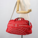 CHANEL Sports Line Boston Bag Nylon Red Silver CC Auth ka5057A-25