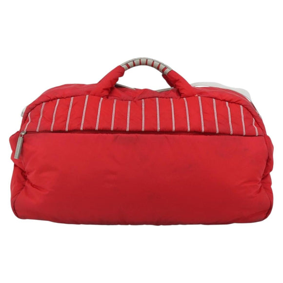 CHANEL Sports Line Boston Bag Nylon Red Silver CC Auth ka5057A
