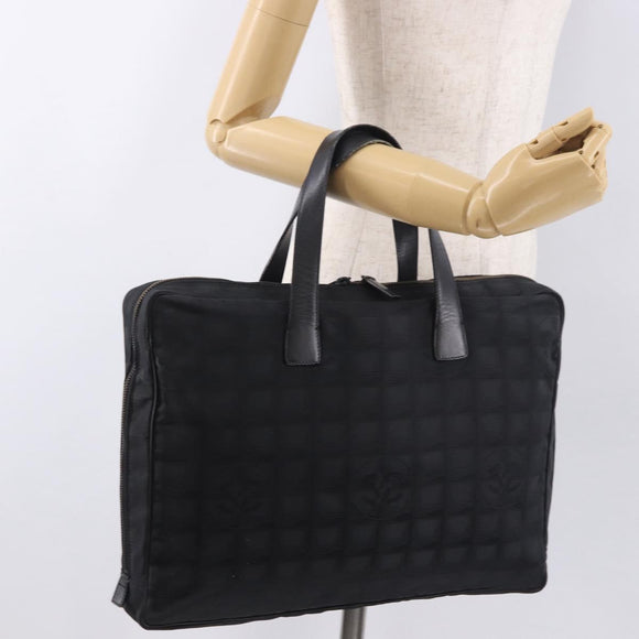 CHANEL New Travel Line Hand Bag Nylon Black CC Auth ka5058