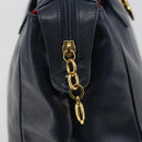 Christian Dior Hand Bag Leather Navy Gold Auth ka5060A-10