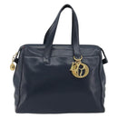 Christian Dior Hand Bag Leather Navy Gold Auth ka5060A-13