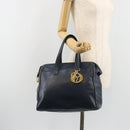 Christian Dior Hand Bag Leather Navy Gold Auth ka5060A-22