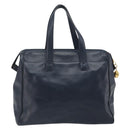 Christian Dior Hand Bag Leather Navy Gold Auth ka5060A-2