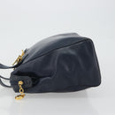 Christian Dior Hand Bag Leather Navy Gold Auth ka5060A-4