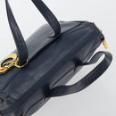 Christian Dior Hand Bag Leather Navy Gold Auth ka5060A-6