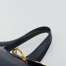Christian Dior Hand Bag Leather Navy Gold Auth ka5060A-8