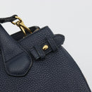 BURBERRY Hand Bag Leather 2way Navy Gold Auth ka5063A-20