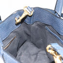 BURBERRY Hand Bag Leather 2way Navy Gold Auth ka5063A-22