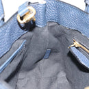 BURBERRY Hand Bag Leather 2way Navy Gold Auth ka5063A-23