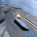 BURBERRY Hand Bag Leather 2way Navy Gold Auth ka5063A-24