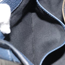 BURBERRY Hand Bag Leather 2way Navy Gold Auth ka5063A-25