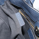BURBERRY Hand Bag Leather 2way Navy Gold Auth ka5063A-12